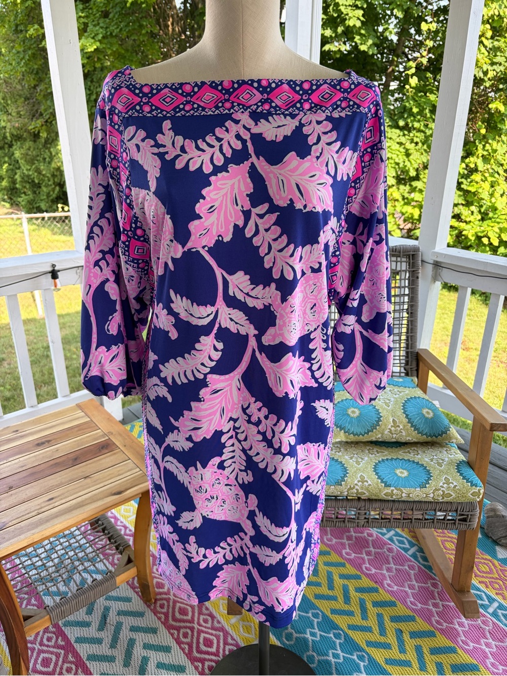 Lilly Pulitzer Navy and Hot Pink Floral Dress